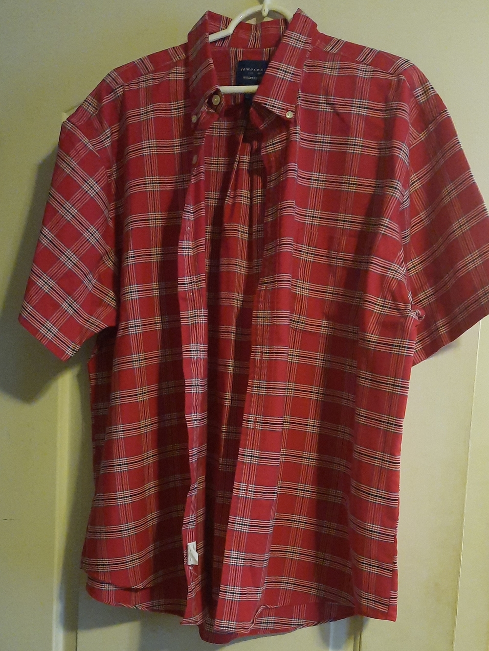 Towncraft Red Plaid Short-Sleeve Button-Down Shirt